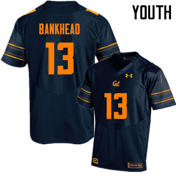 Youth #13 Greyson Bankhead Cal Bears (California Golden Bears College) Football Jerseys Sale-Navy - Click Image to Close